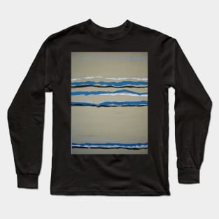 ochre and blue stripe abstract Long Sleeve T-Shirt